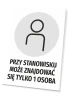 Sign: Only 1 person may be at the workstation - Graphic design. Round icon of a figure on a gray background.