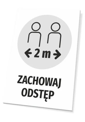 T531 Keep 2m Distance Sign - Graphic design. Round shape with two human silhouettes and directional arrows.