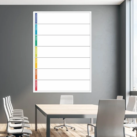 Magnetic dry-erase board lean 046 weekly planner - Office setup with gray walls, modern design.