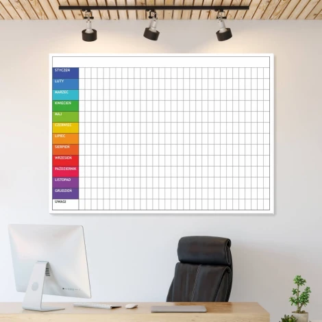 Magnetic dry-erase board lean 048 annual planner - Office setup with light-colored walls and modern furniture.