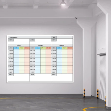 Magnetic dry-erase board lean 068 for 24h production efficiency - Brightly arranged warehouse walls.