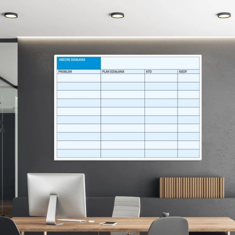 Magnetic dry-erase board lean 071 for office decor. Gray-beige walls, modern design.