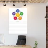 Magnetic dry-erase board lean 5S 066 with notepad - Office setup. Light-colored walls, wooden accents.