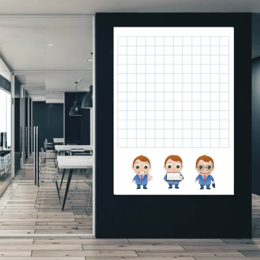 Magnetic whiteboard for lean business professionals 027 - Office setup with dark walls and wooden floor.