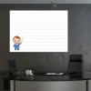 Magnetic dry-erase board with lean lines 025 - features graphic design with lines and a boy figure with a marker.