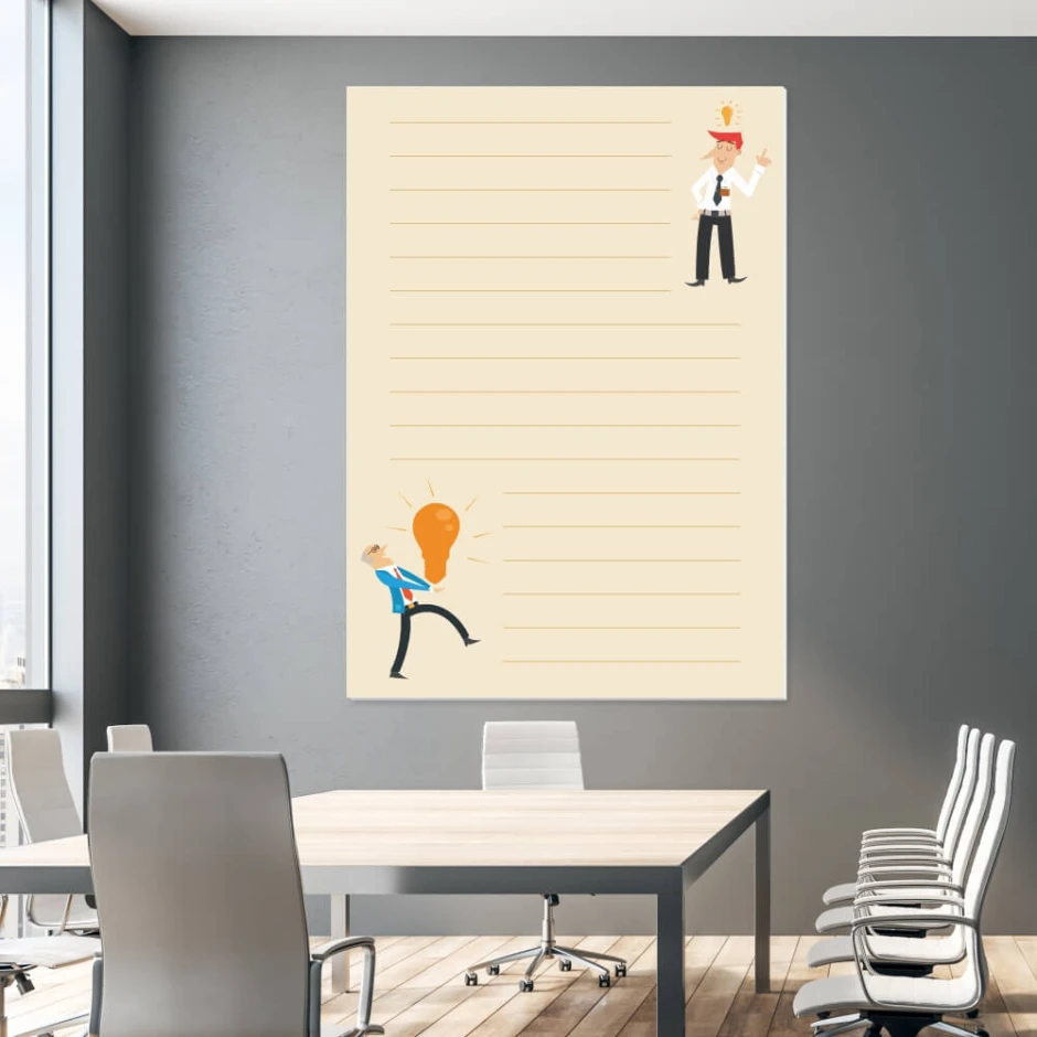 Magnetic dry-erase board lean ideas 030 - Office arrangement. Walls in gray-beige tones.