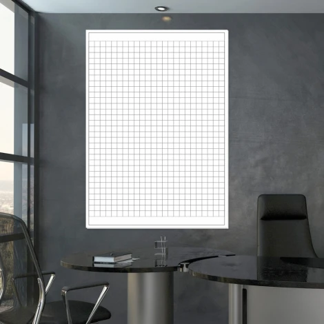 Magnetic dry-erase board lean planner with fine grid 006 - Office decor. Gray-toned walls.