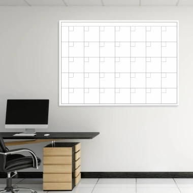 Magnetic whiteboard lean planner grid 003 - Office setup with light-colored walls, minimalist design.