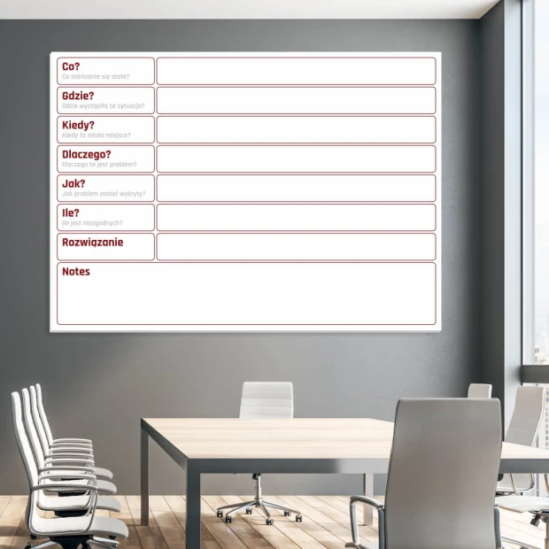 Magnetic dry-erase problem-solving board 134 - Office arrangement. Gray-toned walls.