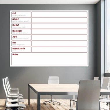 Magnetic dry-erase problem-solving board 134 - Office arrangement. Gray-toned walls.