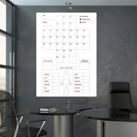 Safety cross magnetic whiteboard lean 121 - Office arrangement. Walls in shades of gray.