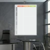 Magnetic dry-erase Kanban board 096 - Office setup with dark walls and modern furniture.