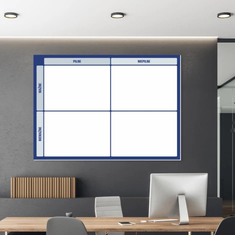 Dry-erase magnetic board Lean Eisenhower matrix 128 - Office arrangement. Gray-toned walls.