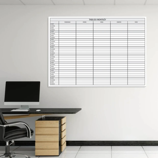 Magnetic whiteboard for lean planning 086 - Office setup with light-colored walls and simple furniture.