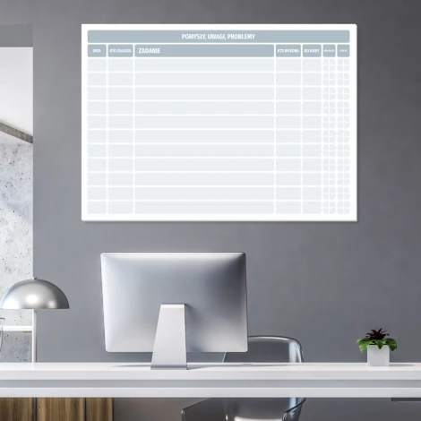 Magnetic whiteboard for lean planning 108 - Office decor in gray and white tones.