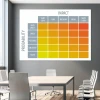 Magnetic dry-erase board probability impact matrix 102 - Office setup with gray walls and modern furniture.