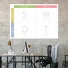 SWOT analysis whiteboard 035 - Graphic design divided into four squares with positive and negative headers.