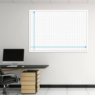 Lean dry-erase board arrows 022 - Office setup with light-colored walls and modern furniture.