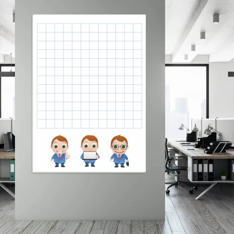 Dry-erase board notebook 027 - Office setup with light-colored walls, modern furniture, and lighting.