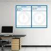 Magnetic board for safety and lean production 119 - Office arrangement with light-colored walls and furniture.