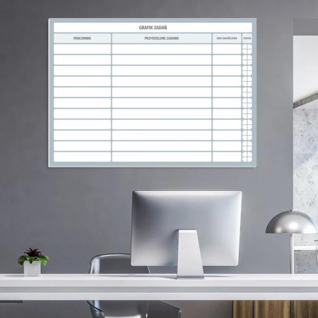 Lean task board dry-erase 107 - Graphic design. Simple grid with rectangles and lines, with space for text.