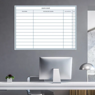 Lean task board dry-erase 107 - Graphic design. Simple grid with rectangles and lines, with space for text.