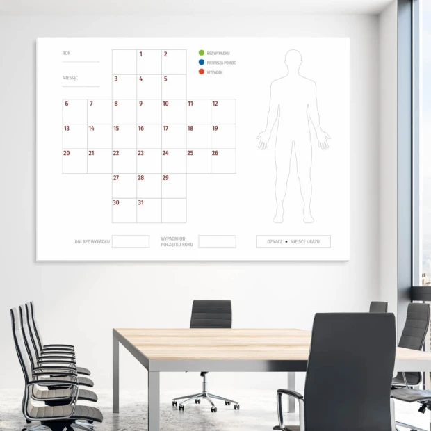 Safety cross dry-erase board Lean 120 - Office setup with light-colored walls and modern furniture.