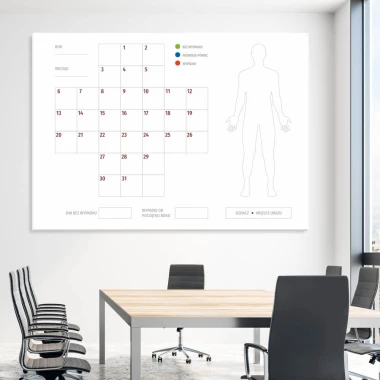 Safety cross dry-erase board Lean 120 - Office setup with light-colored walls and modern furniture.