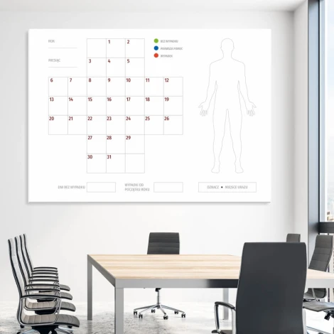 Safety cross dry-erase board Lean 120 - Office setup with light-colored walls and modern furniture.