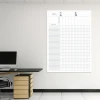 Competency matrix for 15 employees on a whiteboard, lean design for office arrangement. Light-colored walls, desk.