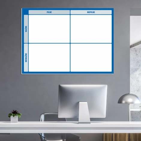 Eisenhower Matrix dry-erase board Lean 128 - Graphic design. Simple grid divided into four sections with headers.