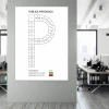 Lean dry-erase board for production 088 - Graphic design. Simple grid with numbers in circles, large letter P.