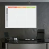 Kanban lean board whiteboard 138 - Office setup with dark walls and modern furniture.