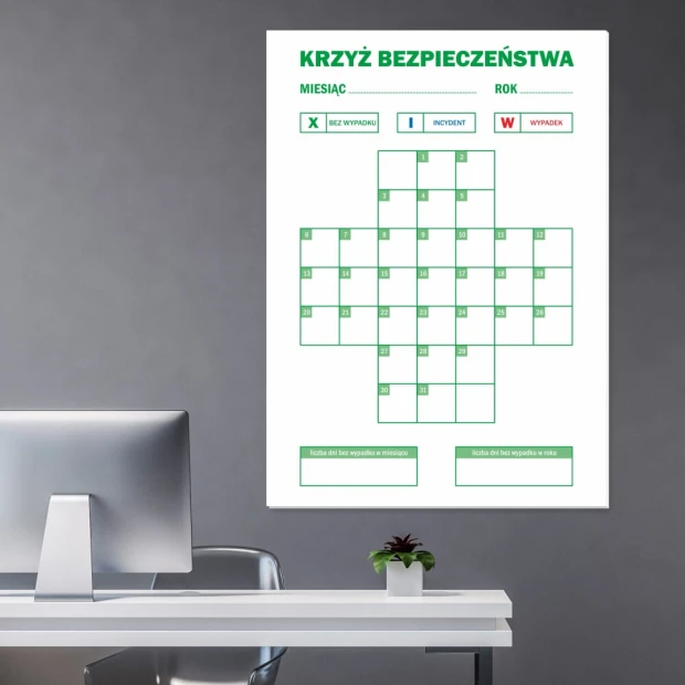 Safety cross lean dry-erase board 079 - Graphic design featuring a cross-shaped grid.