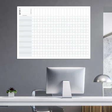 Dry-erase board lean Competency Matrix 136 - Graphic design. Grid with circles and rectangles in table layout.