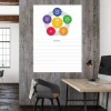 5S dry-erase board with notebook 066 - Office arrangement. Gray-beige walls, wooden accents.