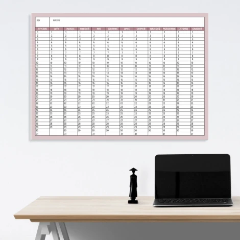 Universal dry-erase annual calendar, Polish version 283 - Rectangular grid with columns and rows.