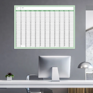 Universal dry-erase calendar English version 282 - Office setup. Walls in shades of gray.