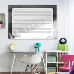 Dry-erase staff board piano EDU 042 - Decorated in a children\'s room with light-colored walls and furniture.