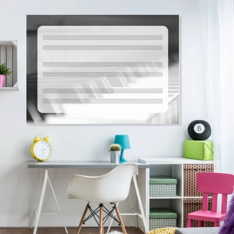Dry-erase staff board piano EDU 042 - Decorated in a children\'s room with light-colored walls and furniture.
