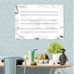 Dry-erase staff board EDU 041 headphones - Decor in a child\'s room. Light-colored walls with dots.