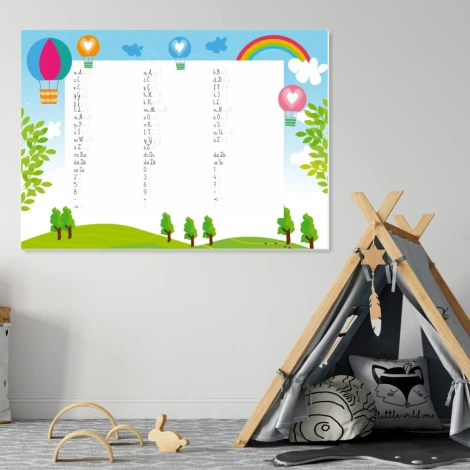 Dry-erase writing board for kids EDU 049 - Decorated in a bright children\'s room with colorful walls.