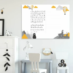 Dry-erase writing board for kids EDU 056 - Decorated in a bright children\'s room with colorful walls and furniture.