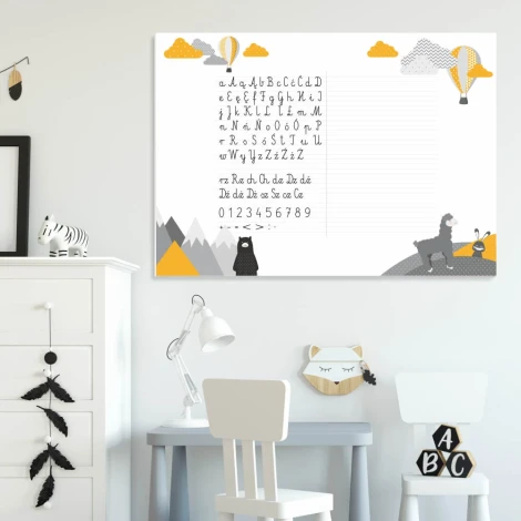 Dry-erase writing board for kids EDU 056 - Decorated in a bright children\'s room with colorful walls and furniture.