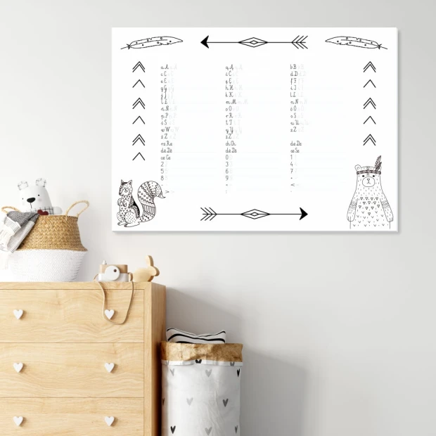 Dry-erase writing board for kids EDU 061 - Decorated in a bright children\'s room with colorful walls and furniture.
