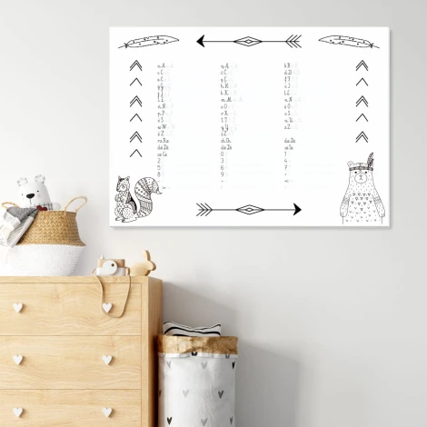 Dry-erase writing board for kids EDU 061 - Decorated in a bright children\'s room with colorful walls and furniture.