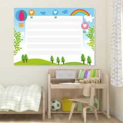 Dry-erase five-line board for kids EDU 046 - Decorated in a bright children\'s room with colorful walls and furniture.