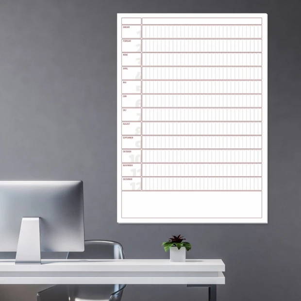 Magnetic dry-erase calendar board, German version 278 - Simple design with days of the week.