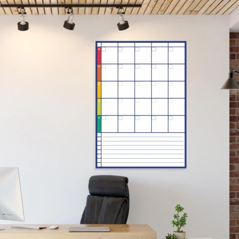 Magnetic whiteboard planner 276 - Office setup with light walls, wooden ceiling, and modern design.
