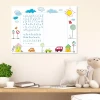 EDU dry-erase board for writing practice 027 - Features letters, numbers, clouds, and a sun design.